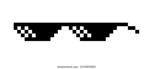 Glasses Shades Thug Life Gangster Cool Deal With It Viral Meme 8 Bit Pixelated Pixel Art No Transparent Background Vector EPS PNG Clip Art