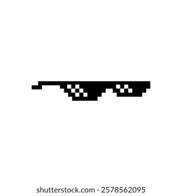 Glasses Shades Thug Life Gangster Cool Deal With It Viral Meme 8 Bit Pixelated Pixel Art No Transparent Background Vector EPS PNG Clip Art