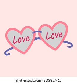 Glasses in the shape of hearts. Vector image in boho style. valentine's day. A greeting card with a declaration of love.