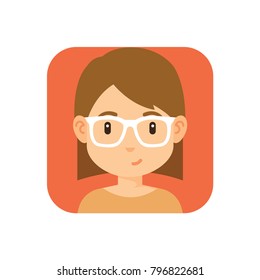 Glasses short hair girl, people avatar icon