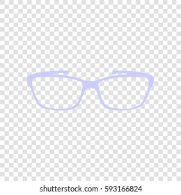 Glasses sign illustration. Vector. Periwinkle icon on transparent background.