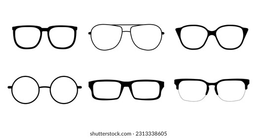 Glasses silhouette icon set simple design