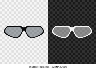 Glasses silhouette icon, vector glyph sign. Glasses symbol isolated on dark and light transparent backgrounds.