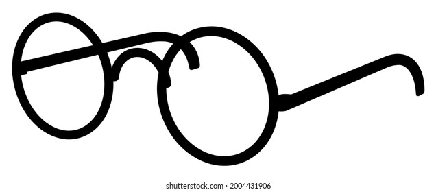 Glasses silhouette with round lens. Isolated black on white icon