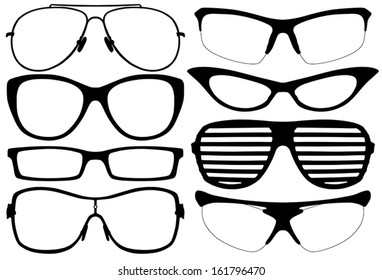 Glasses Silhouette Set on white background