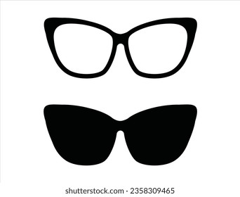 Glasses silhouette vector art white background