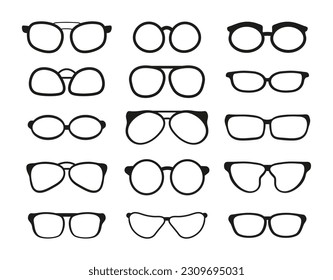 Glasses silhouette vector. Frame for sunglasses. Vision-correcting spectacle frame, optical lens frame for nearsightedness and farsightedness. Computer and fashion glasses for men and women.