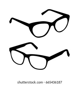 Glasses silhouette vector set.
