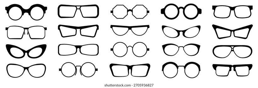 Las siluetas de las gafas crean una colección mínima simple con marcos variados. Cada forma muestra contornos limpios y simetría equilibrada