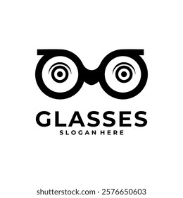 Glasses simple logo. Optic glasses logo design vector