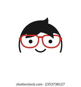 Сhild with glasses. Simple minimal vector.