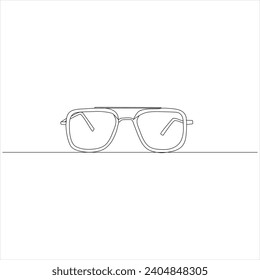 Glasses single continuous line art drawing vector. One line Glasses vector background. Protection eye from sun. Vector illustration
