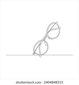 Glasses single continuous line art drawing vector. One line Glasses vector background. Protection eye from sun. Vector illustration
