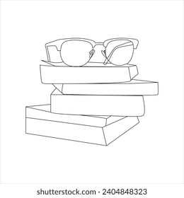 Glasses single continuous line art drawing vector. One line Glasses vector background. Protection eye from sun. Vector illustration
