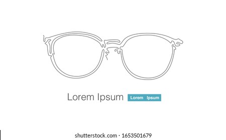 glasses single continuous line drawing art on white background