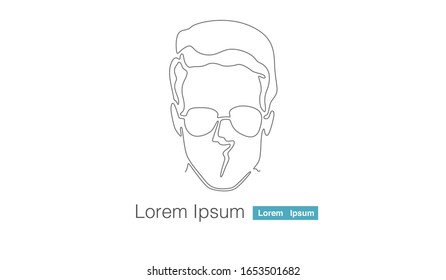 glasses single continuous line drawing art on white background
