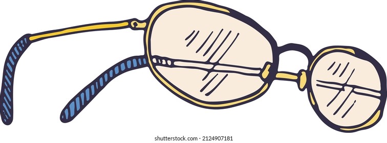 Esbozo de gafas. Señal de inteligencia dibujada a mano. Símbolo de estudio