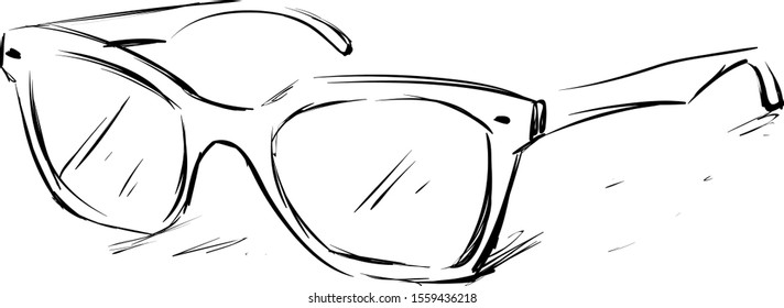 Esbozo de lentes, ilustración, vector sobre fondo blanco.