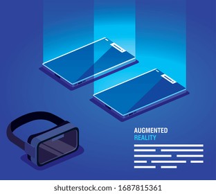 glasses and smartphones of reality augmented vector illustration design