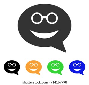 Glasses Smiley Message icon. Vector illustration style is a flat iconic glasses smiley message symbol with black, gray, green, blue, yellow color variants. Designed for web and software interfaces.