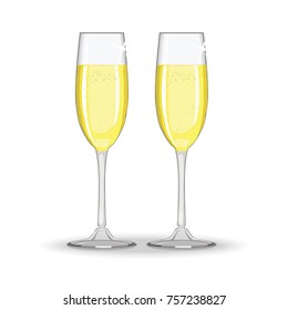 Glasses with a sparkling drink of champagne for Christmas and New Year.