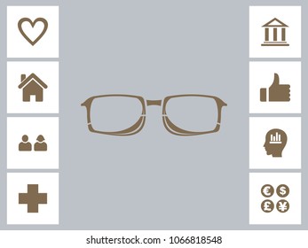 Glasses or specs Icon With Bonus Icons. Eps-10.