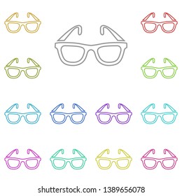 The glasses, spectacles, eyeglasses, glass, spectacle, specs multi color icon. Simple thin line, outline vector of Medicine icons for UI and UX, website or mobile application