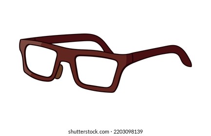 Glasses spectacles isometric view colored doodle vector illustration. Isolated on white background