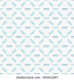 Glasses or spectacles vector blue seamless pattern or texture