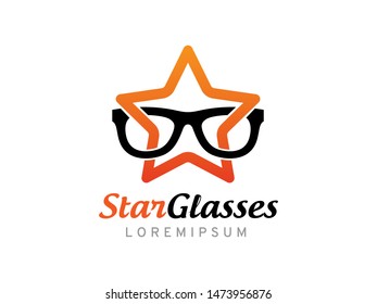 Glasses and star logo symbol or icon template