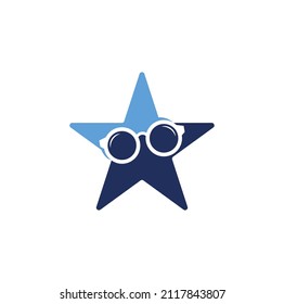 Concepto de forma estrella de gafas Diseño de logotipo. icono de espectadores plantilla de diseño vector	