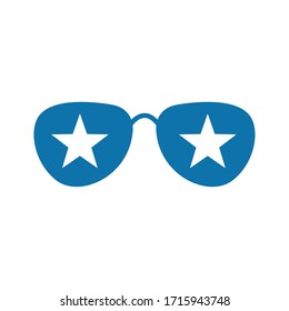 Glasses with stars flat style icon design, Fashion style accessory eyesight optical lens view modern sight and eye theme Vector illustration