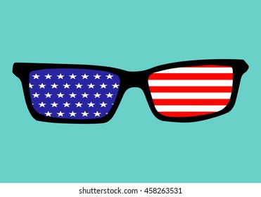 Glasses with stars and strips. background flat design Vector illustration