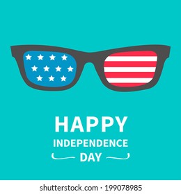 Glasses with stars and strips.  Happy independence day United states of America. 4th of July. Vector illustration