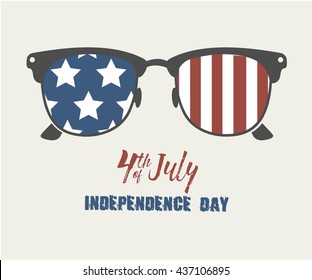 Glasses with stars and strips. Happy independence day United states of America. 4th of July. Vector illustration