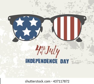 Glasses with stars and strips. Happy independence day United states of America. 4th of July. Vector illustration