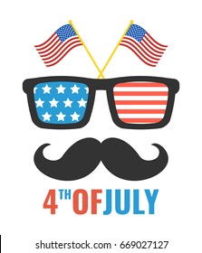 Glasses with stars and strips. Happy independence day United states of America. 4th of July. Vector illustration.