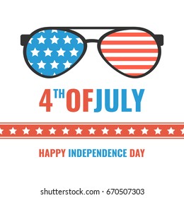 Glasses with stars and strips. Happy independence day United states of America. 4th of July. Vector illustration.