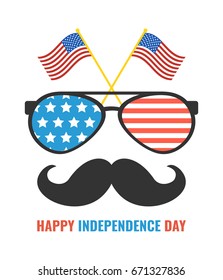 Glasses with stars and strips. Happy independence day United states of America. 4th of July. Vector illustration.