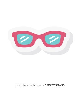 Glasses sticker and flat style icon design, Fashion style accessory eyesight optical lens view modern sight and eye theme Vector illustration