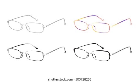 Glasses stylized vector set