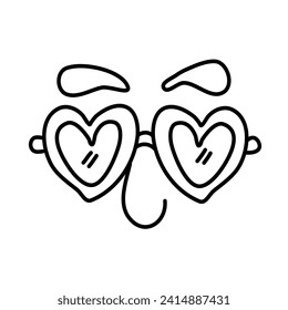 glasses of summer doodles icon set