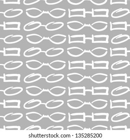 Glasses and Sunglasses Grey Seamless Pattern. Vector Sketch