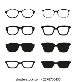 Glasses sunglasses icon set design isolated on white	
