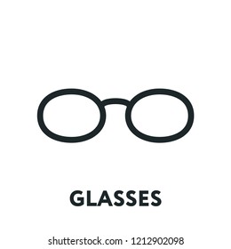 Glasses and Sunglasses Model. Optical Spectacles Fashion Lens. Vector Flat Line Icon.