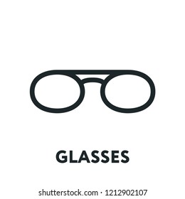 Glasses and Sunglasses Model. Optical Spectacles Fashion Lens. Vector Flat Line Icon.