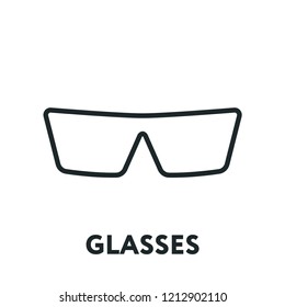 Glasses and Sunglasses Model. Optical Spectacles Fashion Lens. Vector Flat Line Icon.