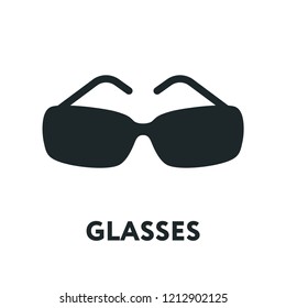 Glasses and Sunglasses Model. Optical Spectacles Fashion Lens. Vector Flat Line Icon.