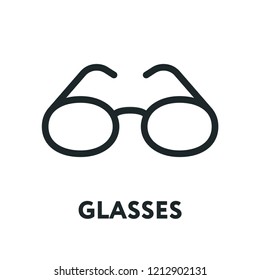 Glasses and Sunglasses Model. Optical Spectacles Fashion Lens. Vector Flat Line Icon.