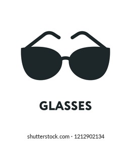 Glasses and Sunglasses Model. Optical Spectacles Fashion Lens. Vector Flat Line Icon.